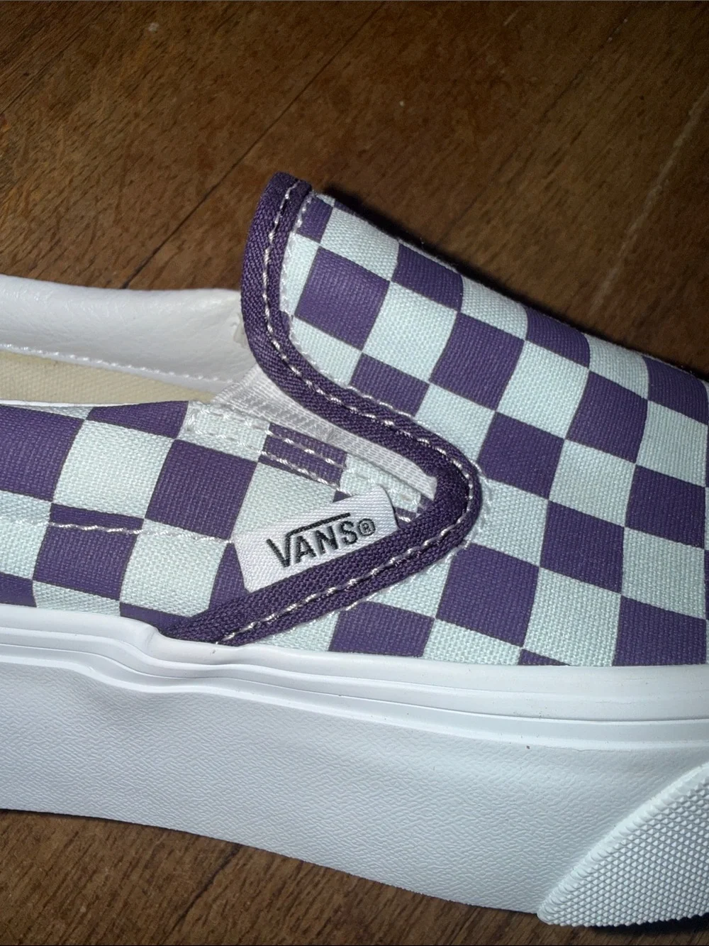 •VANS•NWT MIST BLUE & GOTHIC GRAPE PURPLE CHECKERED PLATFORM STACKFORM SIZE 6.5